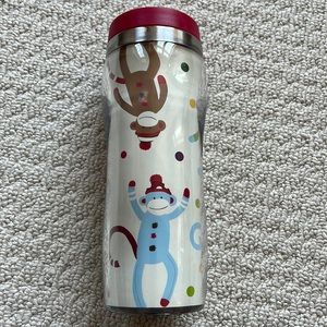 Sock monkey travel mug
